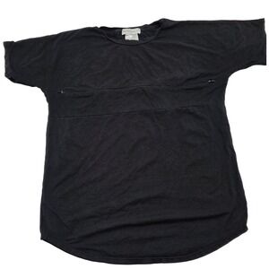 Casual MOVEMAMA Nursing Shirt Women Medium Black Zipper Maternity Tee